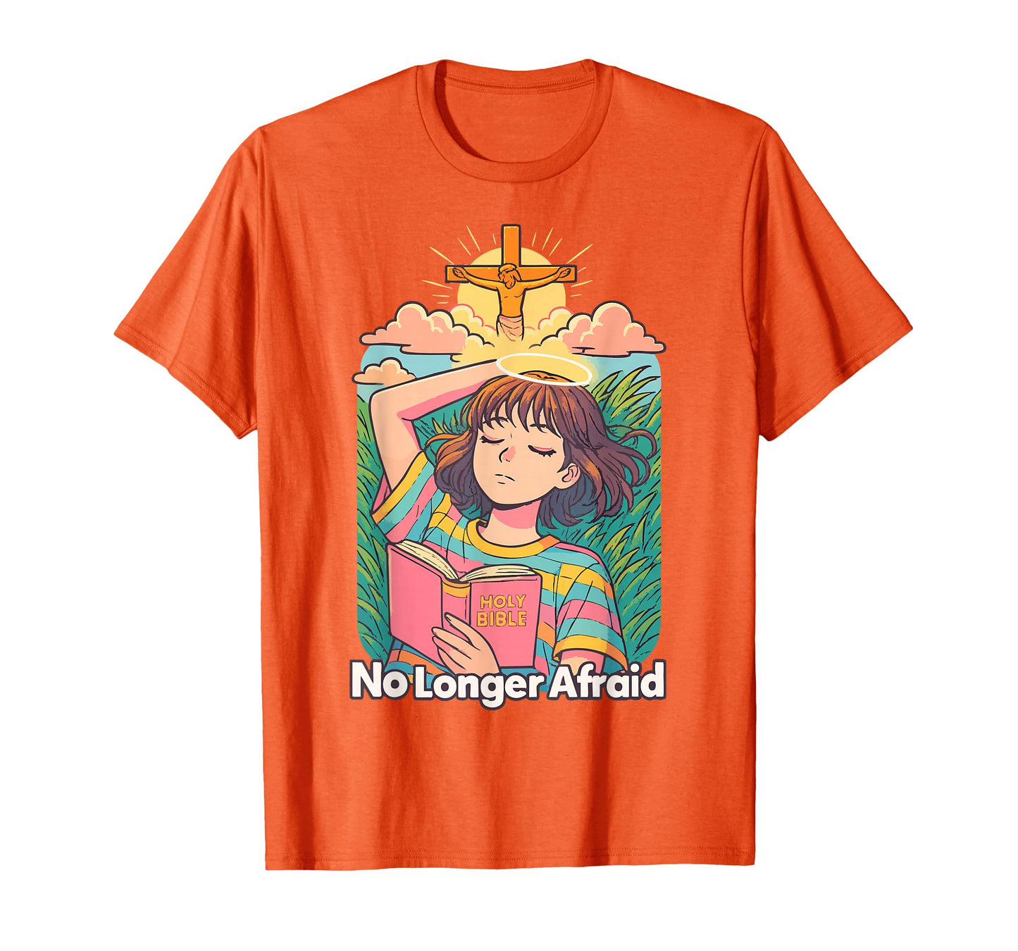 Christian Anime Manga No Longer Afraid Kawaii Bible Pink T-Shirt