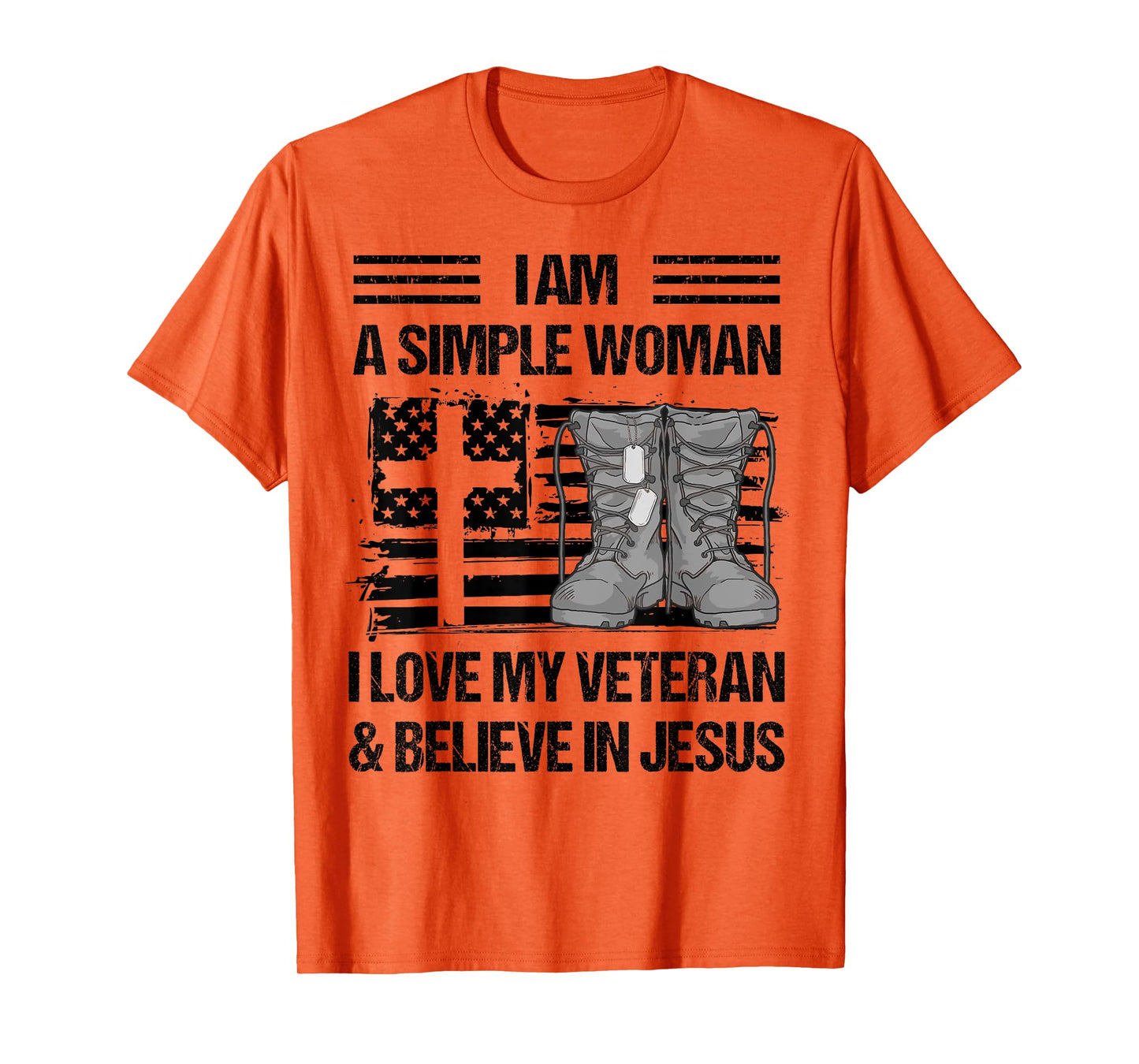 I Am A Simple Woman I Love My Veteran And Believe In Jesus T-Shirt