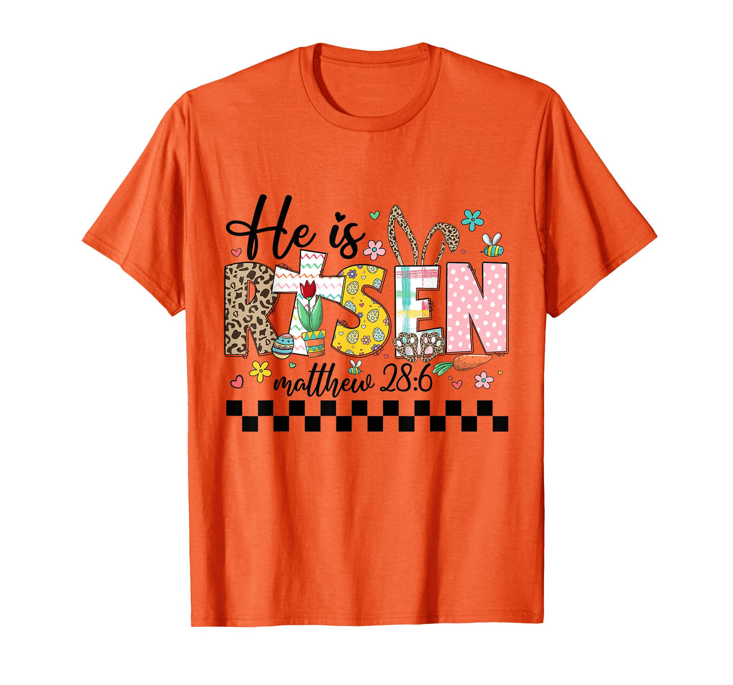 He Is Risen Christian Easter Rabbit Happy Easter Women Girls T-Shirt