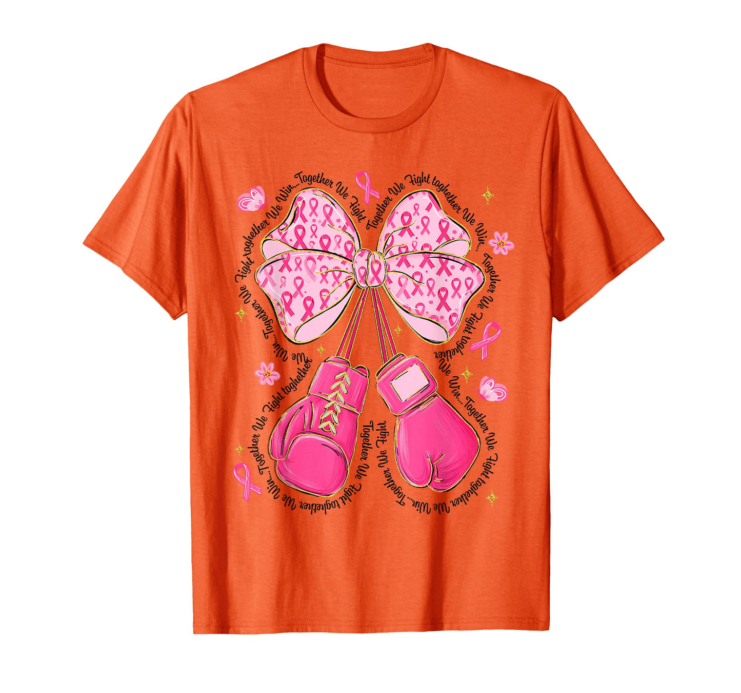 Breast Cancer Awareness Pink Ribbon Gloves Coquette Bow T-Shirt