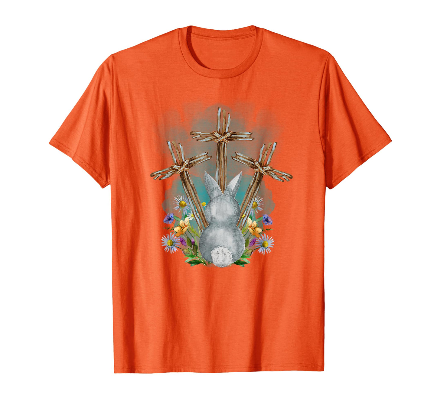 Easter Bunny with Trio Crosses Inspirational Christian Faith T-Shirt