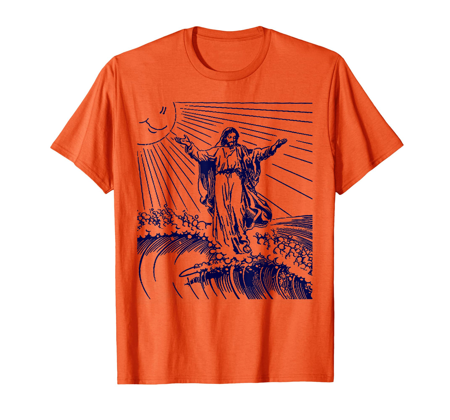 Funny Surfing Jesus On Top of Big Wave God Riding Surfboard T-Shirt