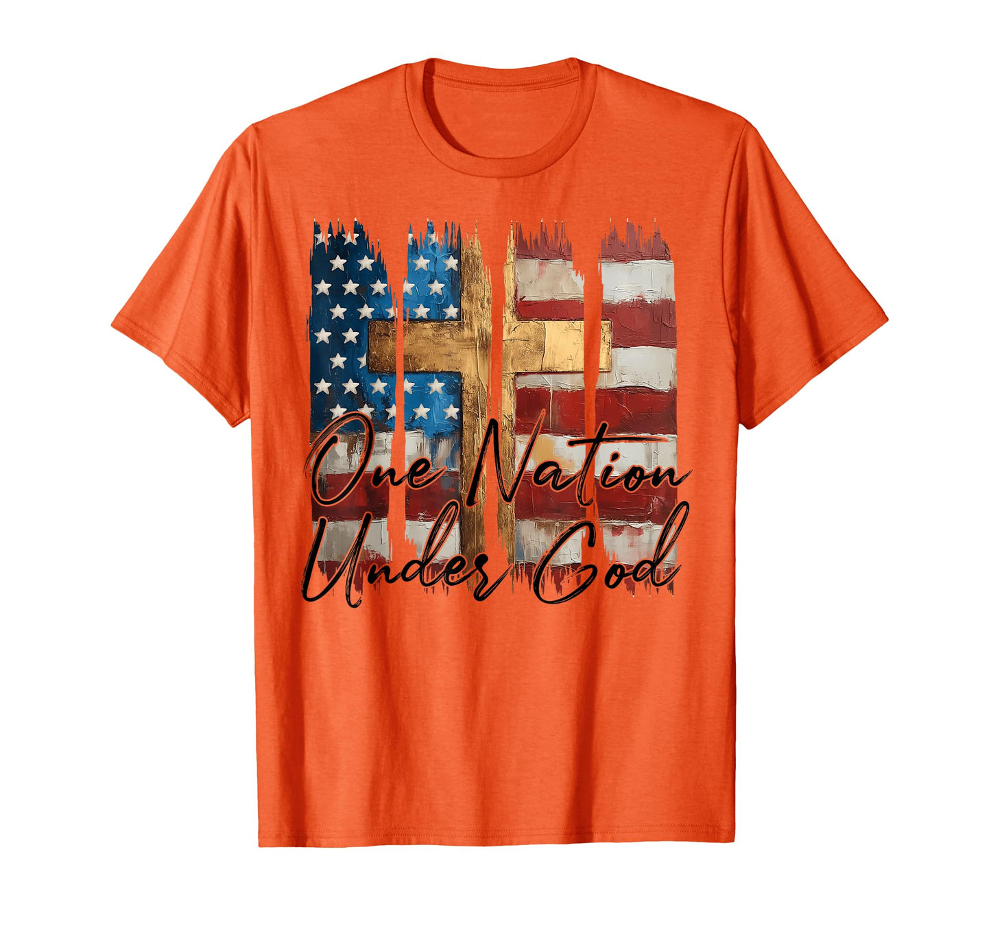 Vintage One Nation Under God Christian Flag Cross Patriotic T-Shirt