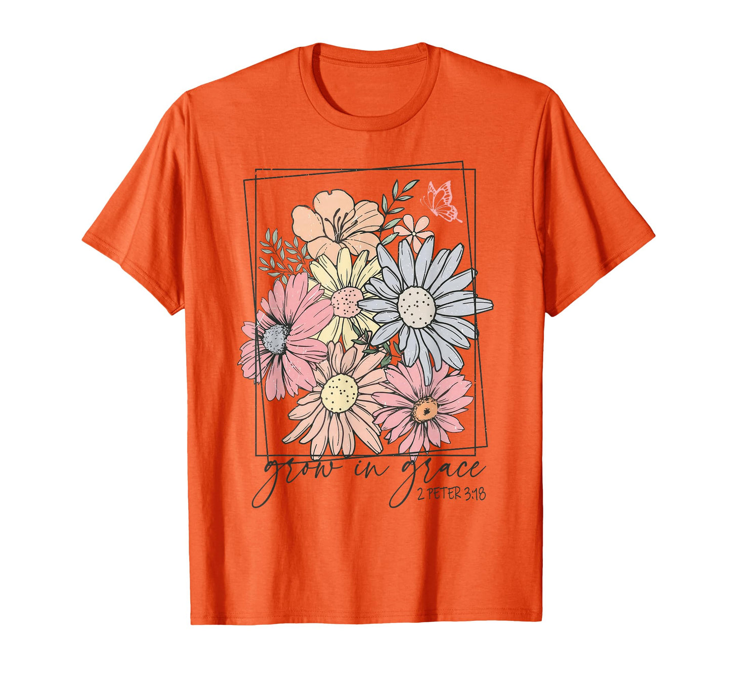 Grow In Grace Boho Wildflower Christian Bible Faith T-Shirt