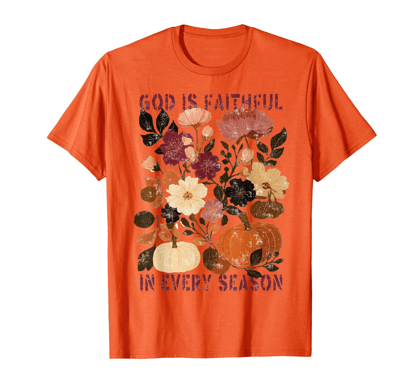 God is Faithful in Every Season Christian Fall Boho Floral T-Shirt