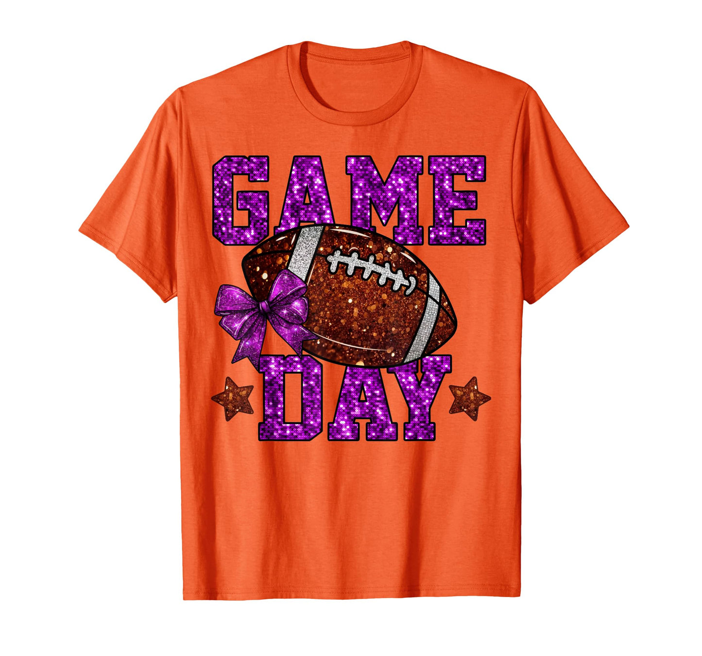 Game Day Football Season Football Mama Purple Bow Cheer Girl T-Shirt