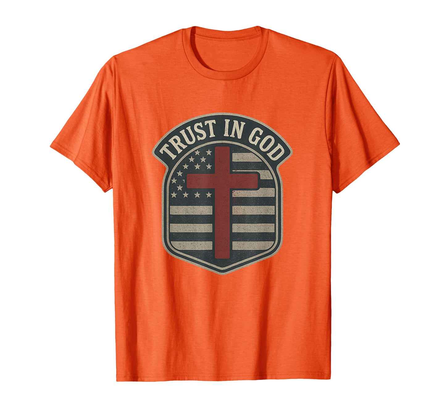 Trust in God | American Flag - Cross Patriotic Christian T-Shirt