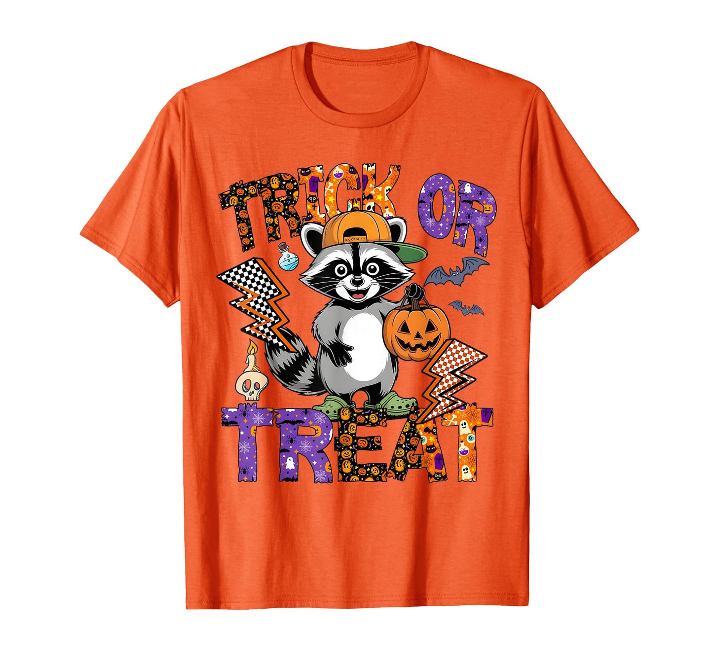 Trick Or Treat Spooky Raccoon Feral Halloween Men Women T-Shirt
