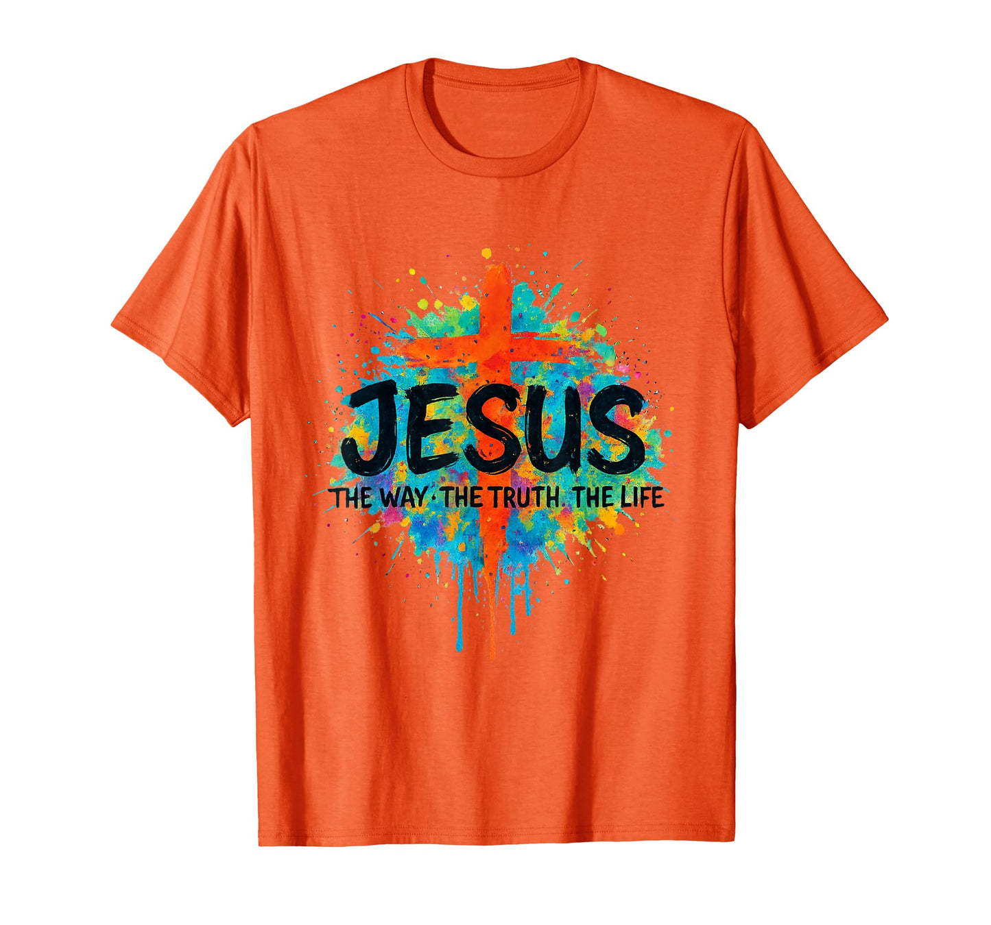 Jesus The WayTruth Life Colorful with Christian Cross T-Shirt