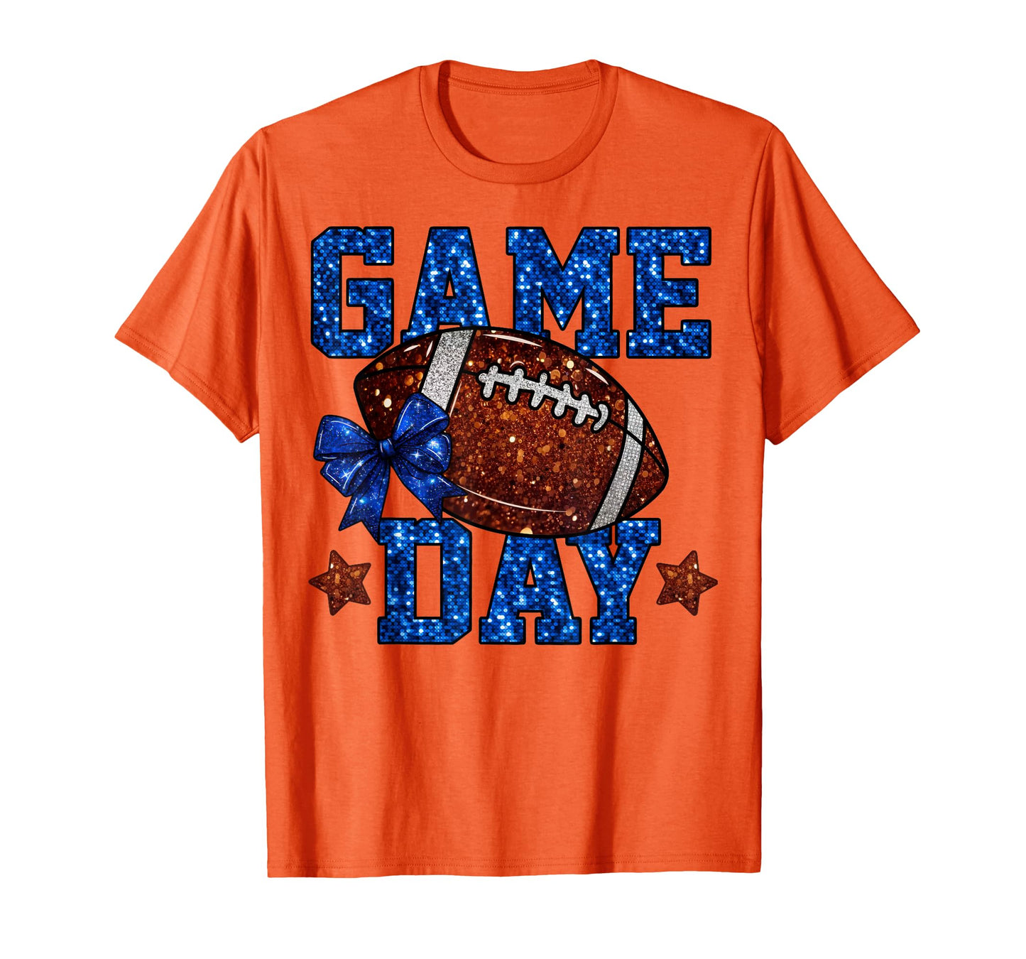 Game Day Football Season Football Mama Blue Bow Cheer Girls T-Shirt