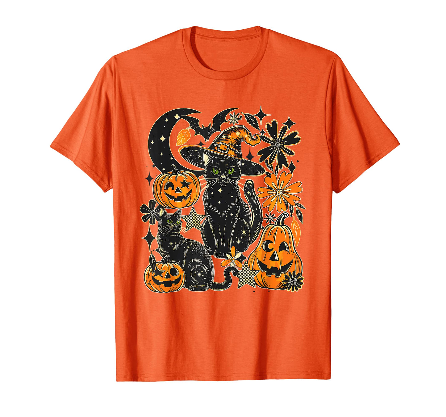 Black cat Pumpkin Halloween T-Shirt