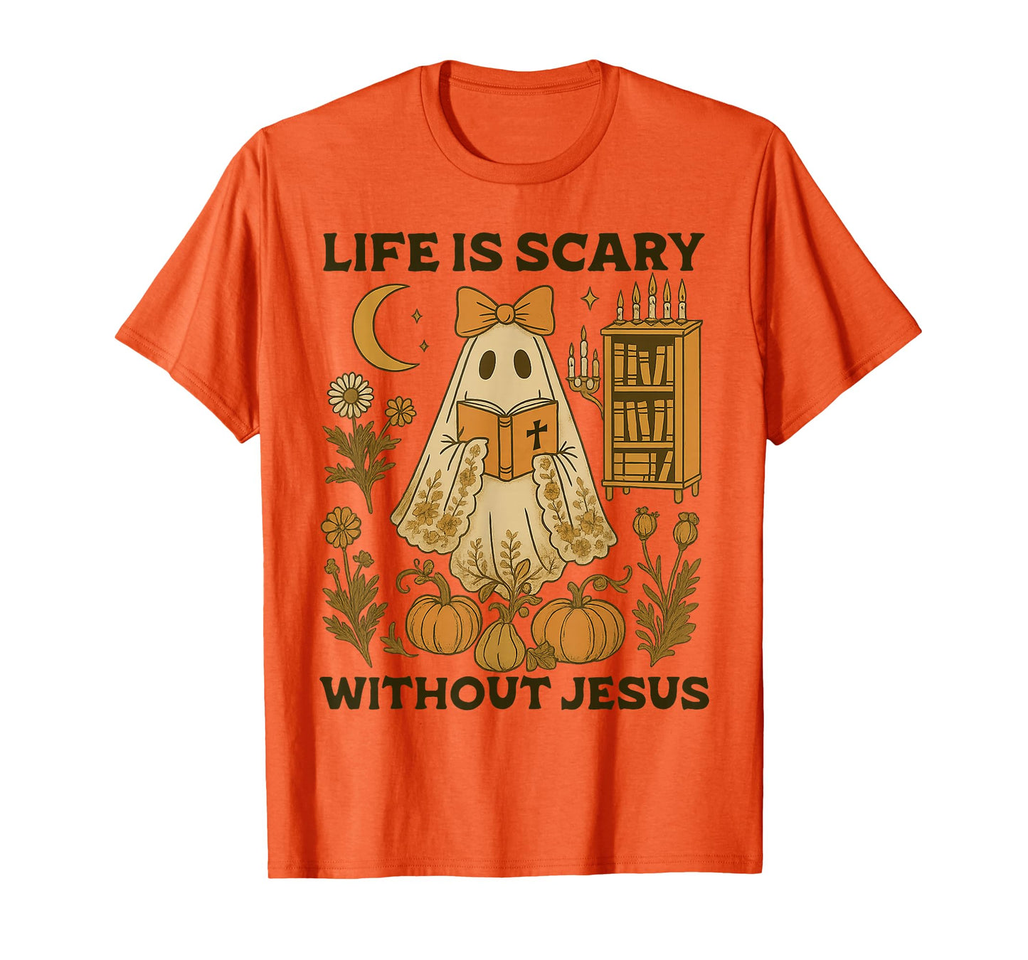 Spooky Life is Scary Without Jesus Christian Halloween T-Shirt