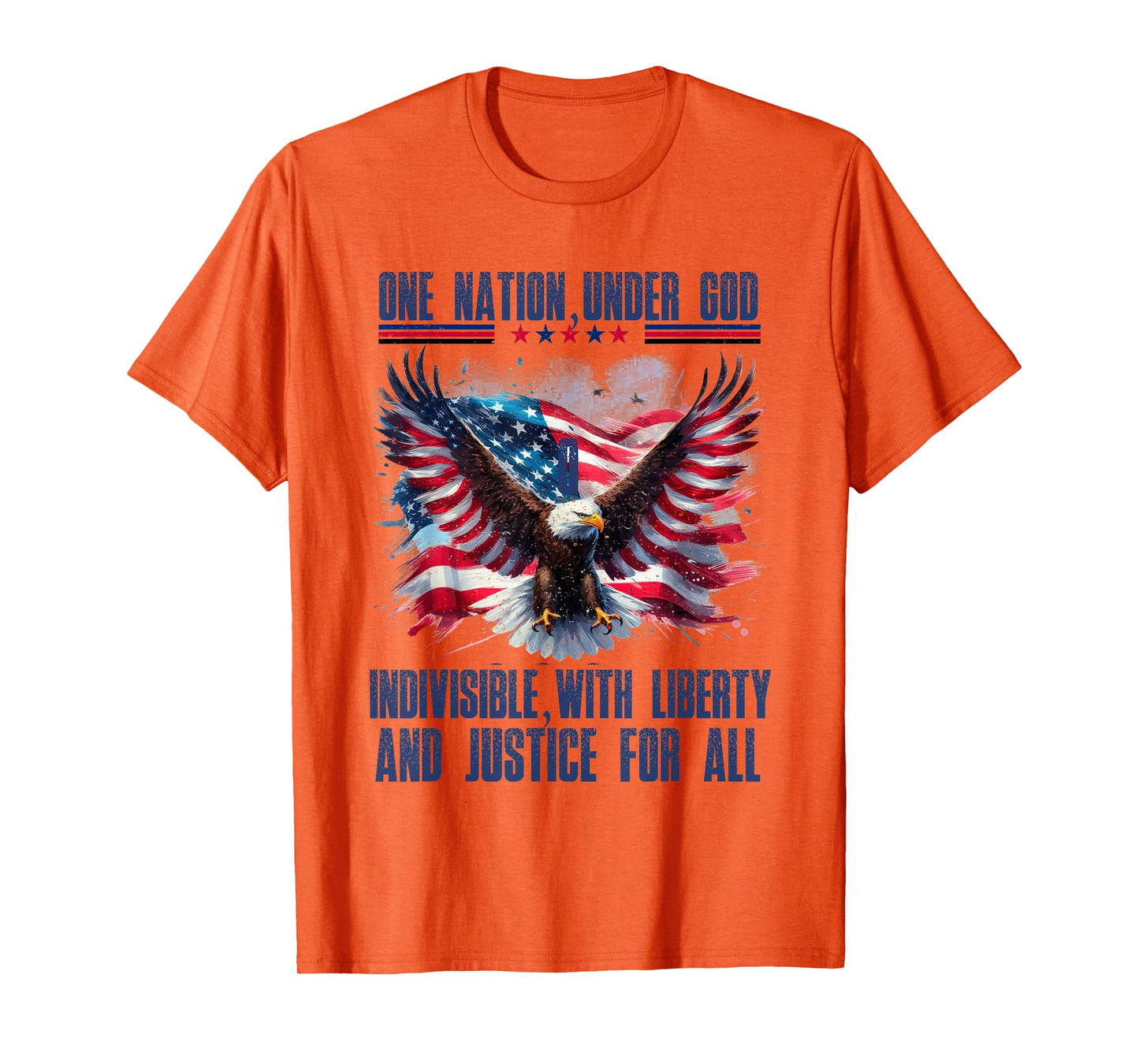 One Nation Under God Liberty Justice For All Eagle Flag USA T-Shirt