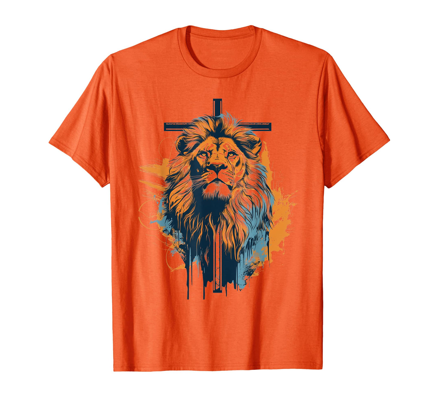 Christian Cross Lion of Judah Religious Faith Jesus T-Shirt