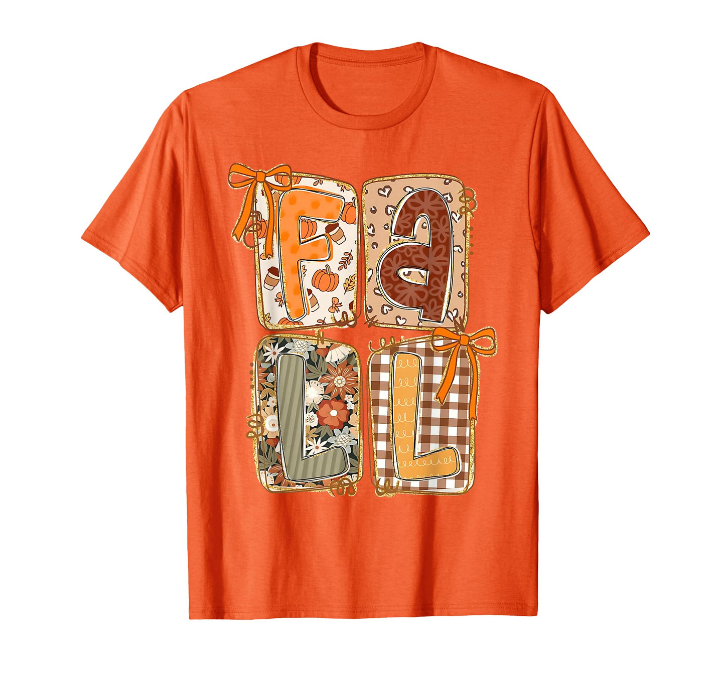 Preppy Floral Fall Coquette Bow Pumpkin Season Thanksgiving T-Shirt
