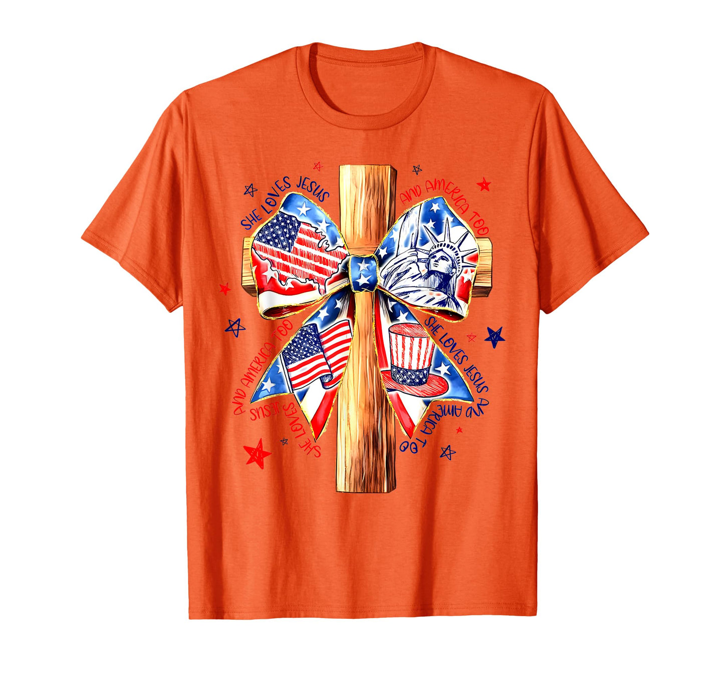 She Loves Jesus And America Too 4th Of July Christian T-Shirt