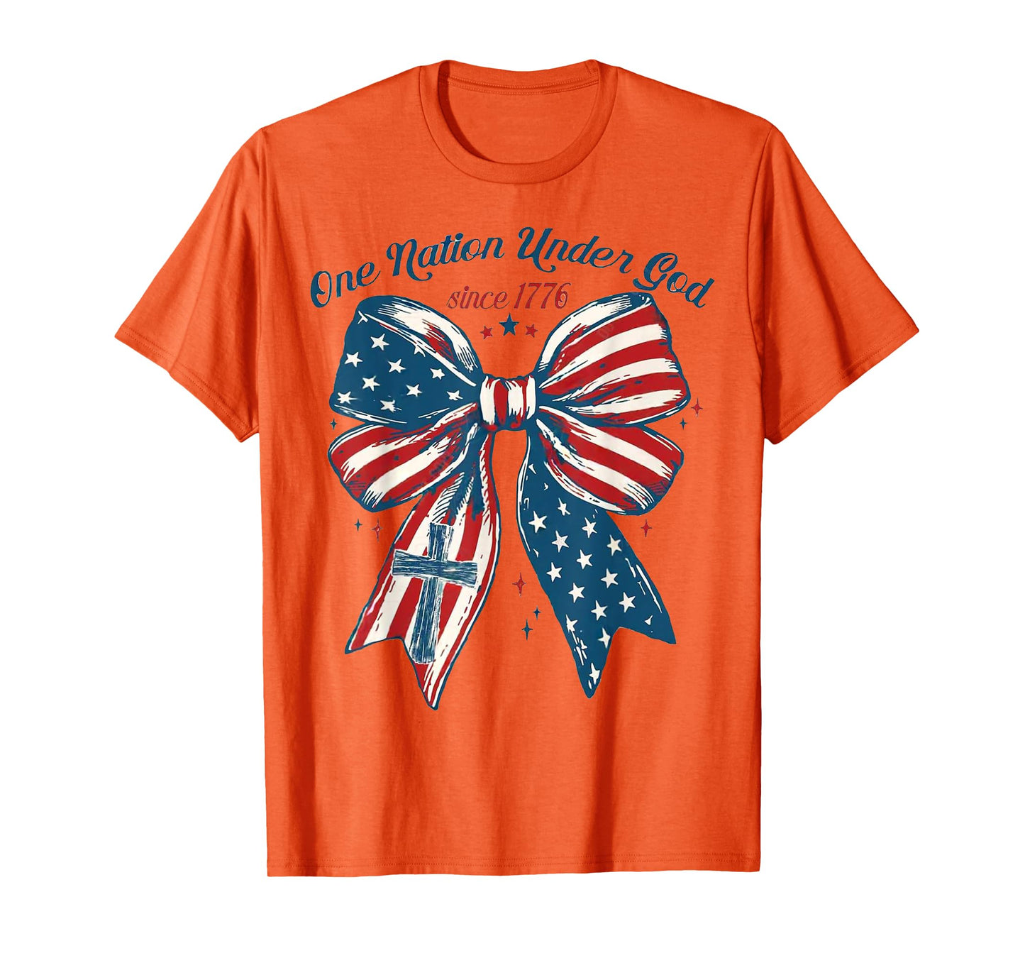 One Nation Under God Flag 4th Of July Patriotic Christian T-Shirt