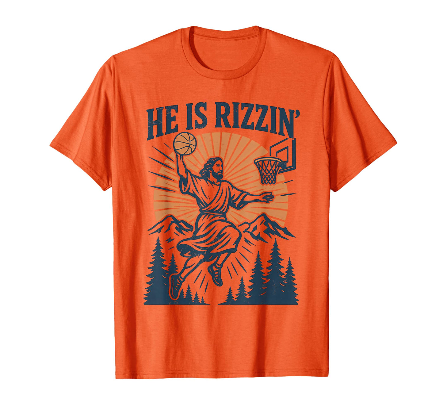 He Is Rizzin Funny Basketball Meme Design Men Kids T-Shirt