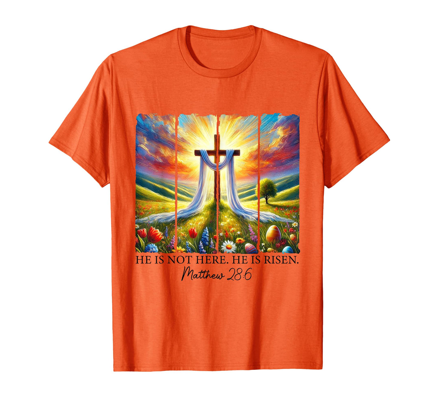 He Is Risen Cross Faith Resurrection Jesus Easter Christian T-Shirt