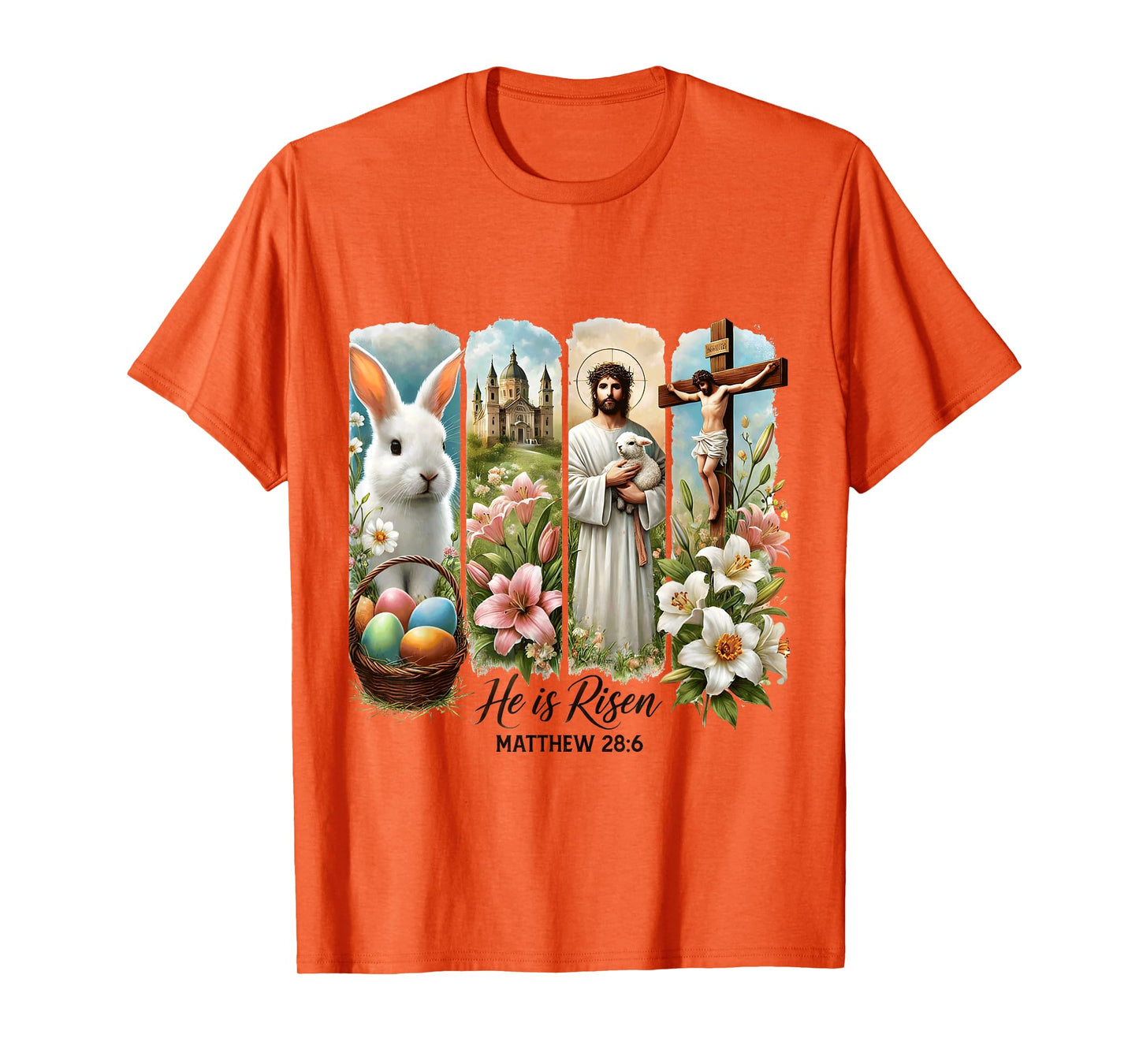 Jesus He Is Risen Christian Happy Easter Kids Women Girls T-Shirt