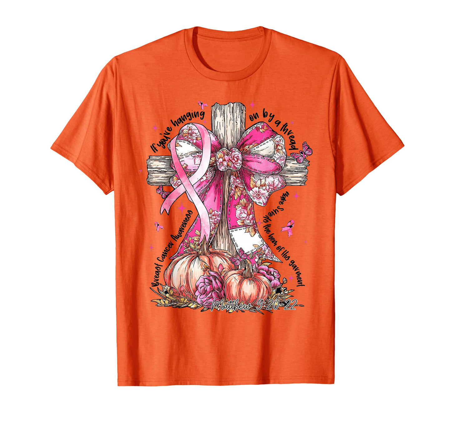 Jesus Pink Bow Cross Breast Cancer Faith Hope Strength T-Shirt