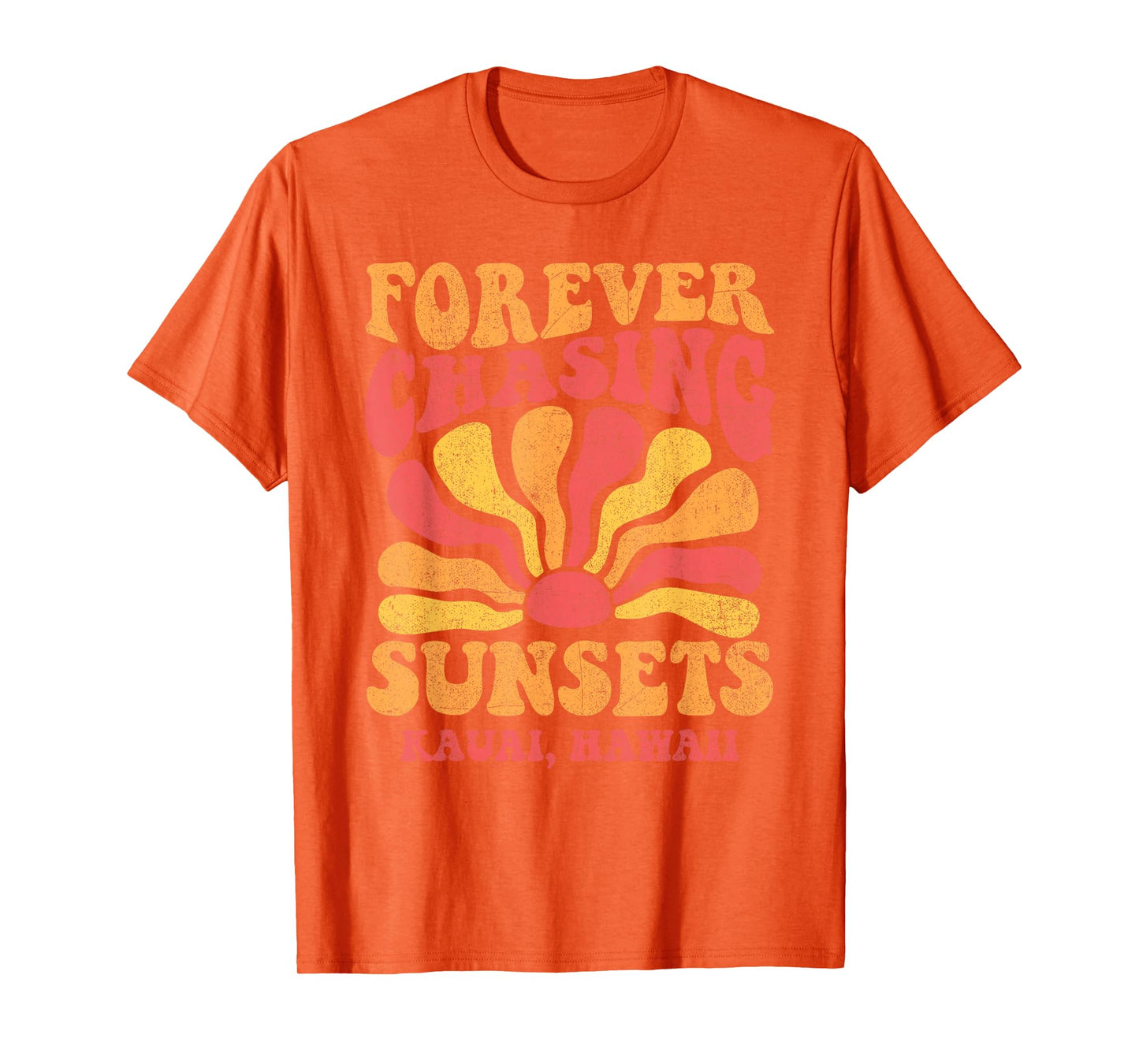 Forever Chasing Sunsets Kauai Beach Hawaii 70s Retro T-Shirt