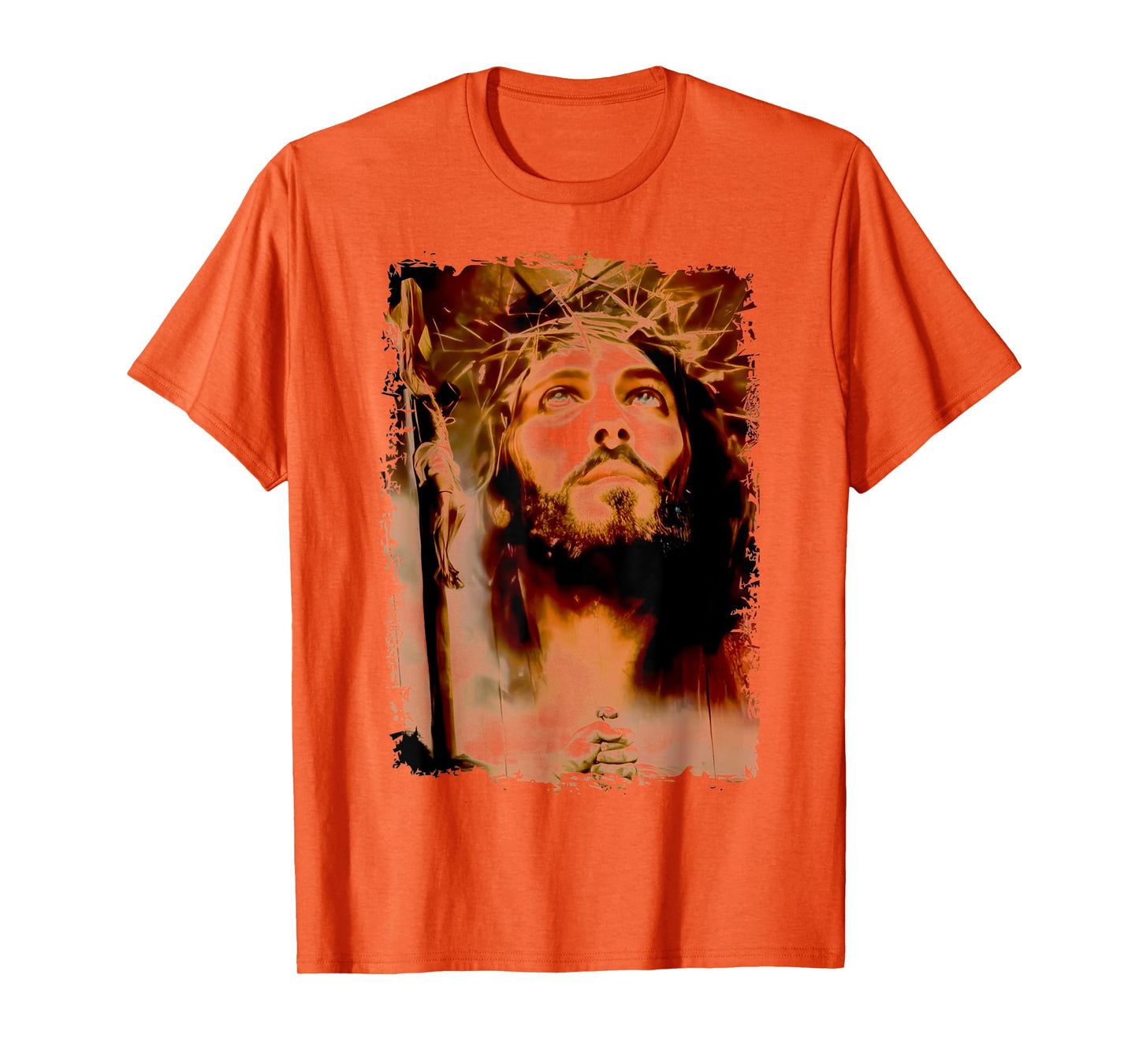 MexiColor Face of Jesus Christ Crown of Thorns Catholic Faith T-Shirt, Small, White