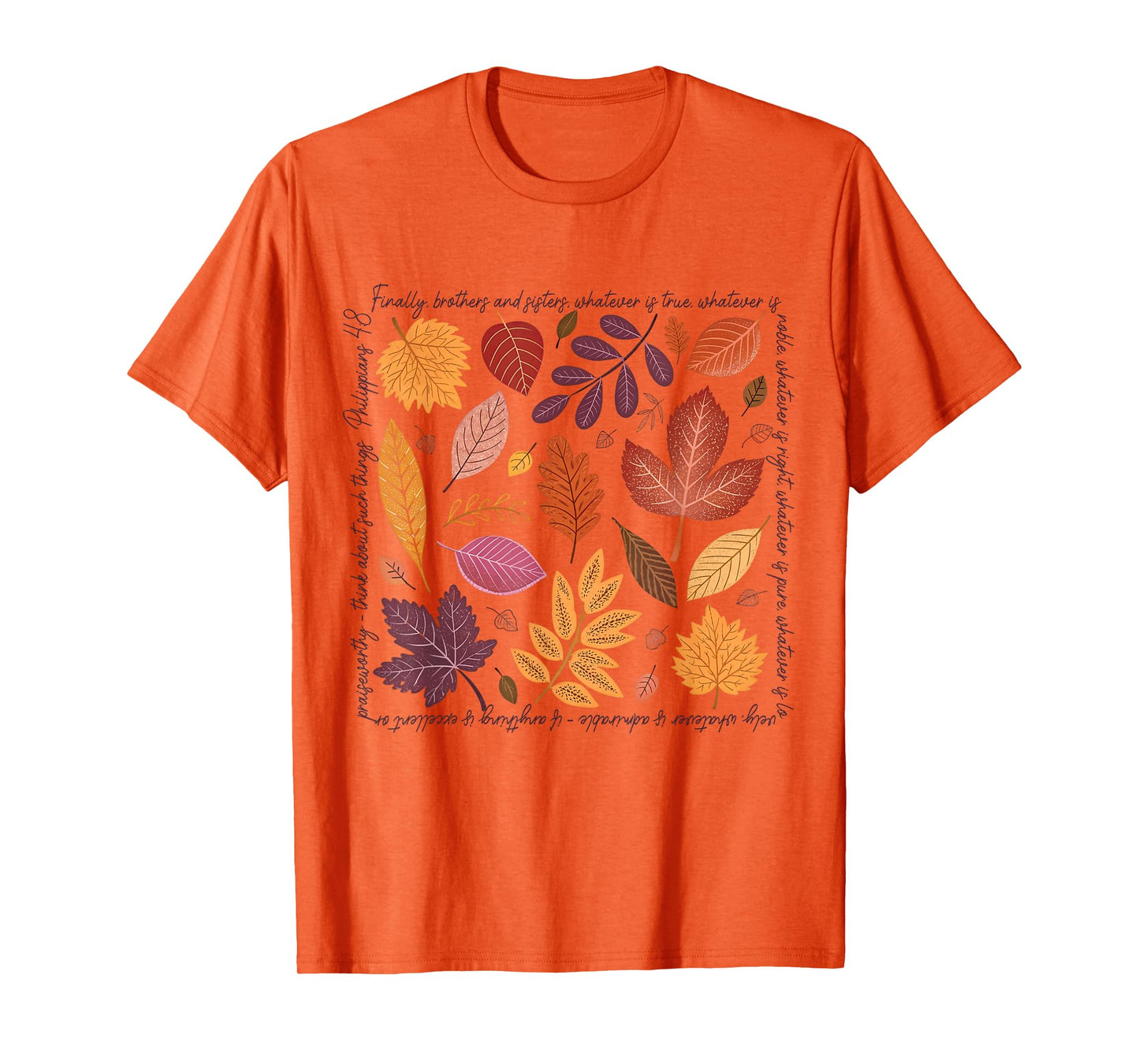 Fall Leaves Christian Thanksgiving Bible Verse Faith Based T-Shirt