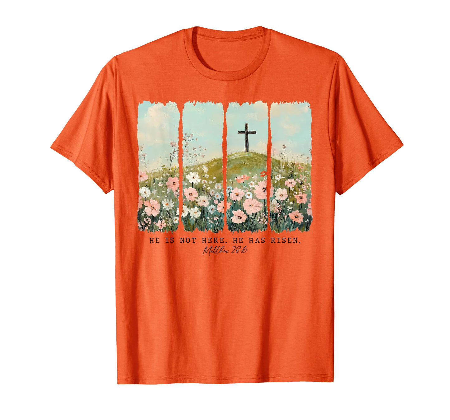 He Is Risen Christian Wildflower Happy Easter Women Girls T-Shirt