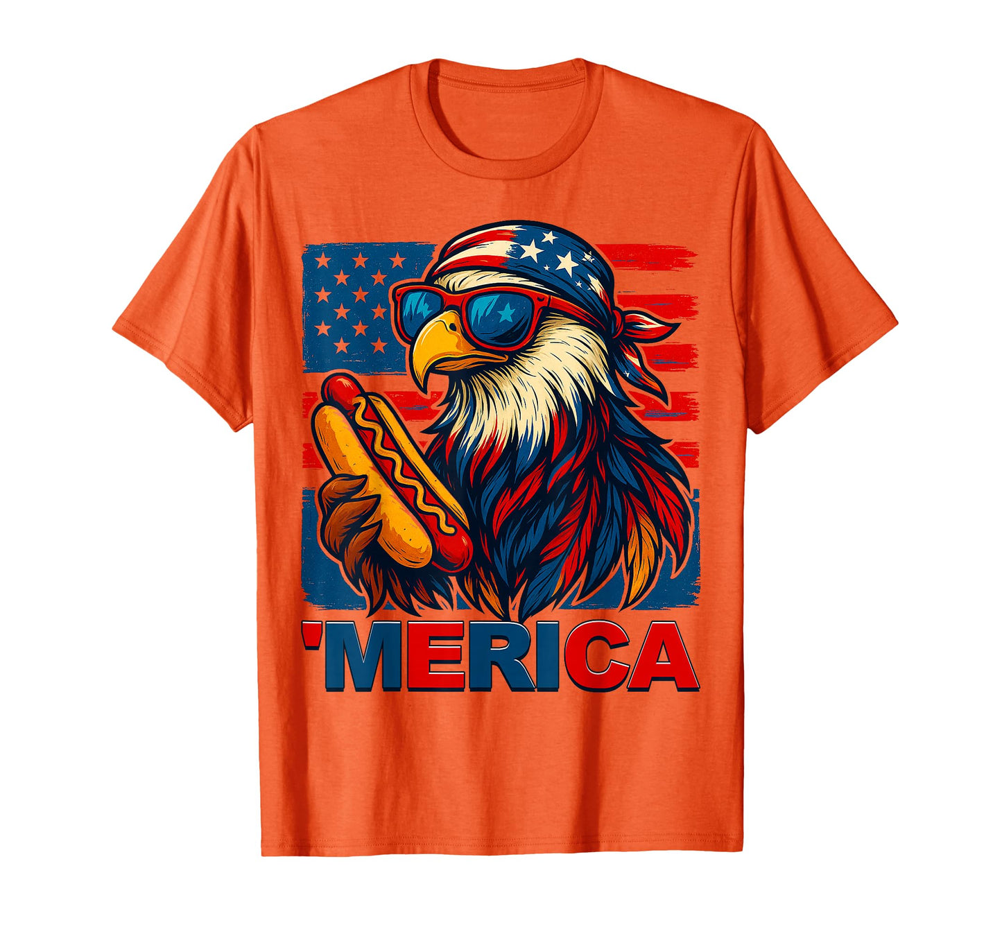 Funny Merica Eagle Hotdog USA Flag 4th Of July Patriotic Men T-Shirt