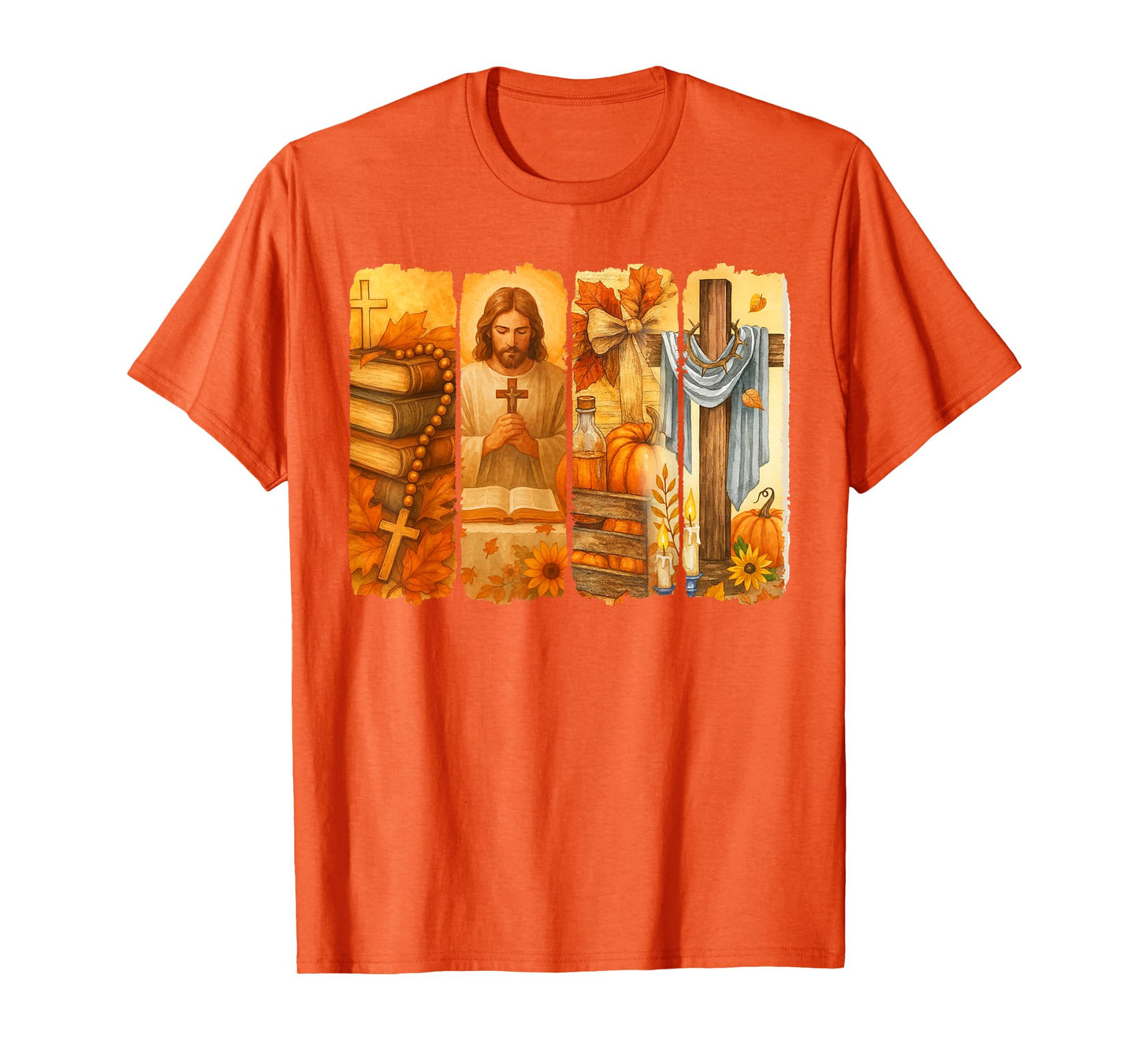 Fall Vibes Cozy Season Jesus Christian Faith Brushstroke T-Shirt