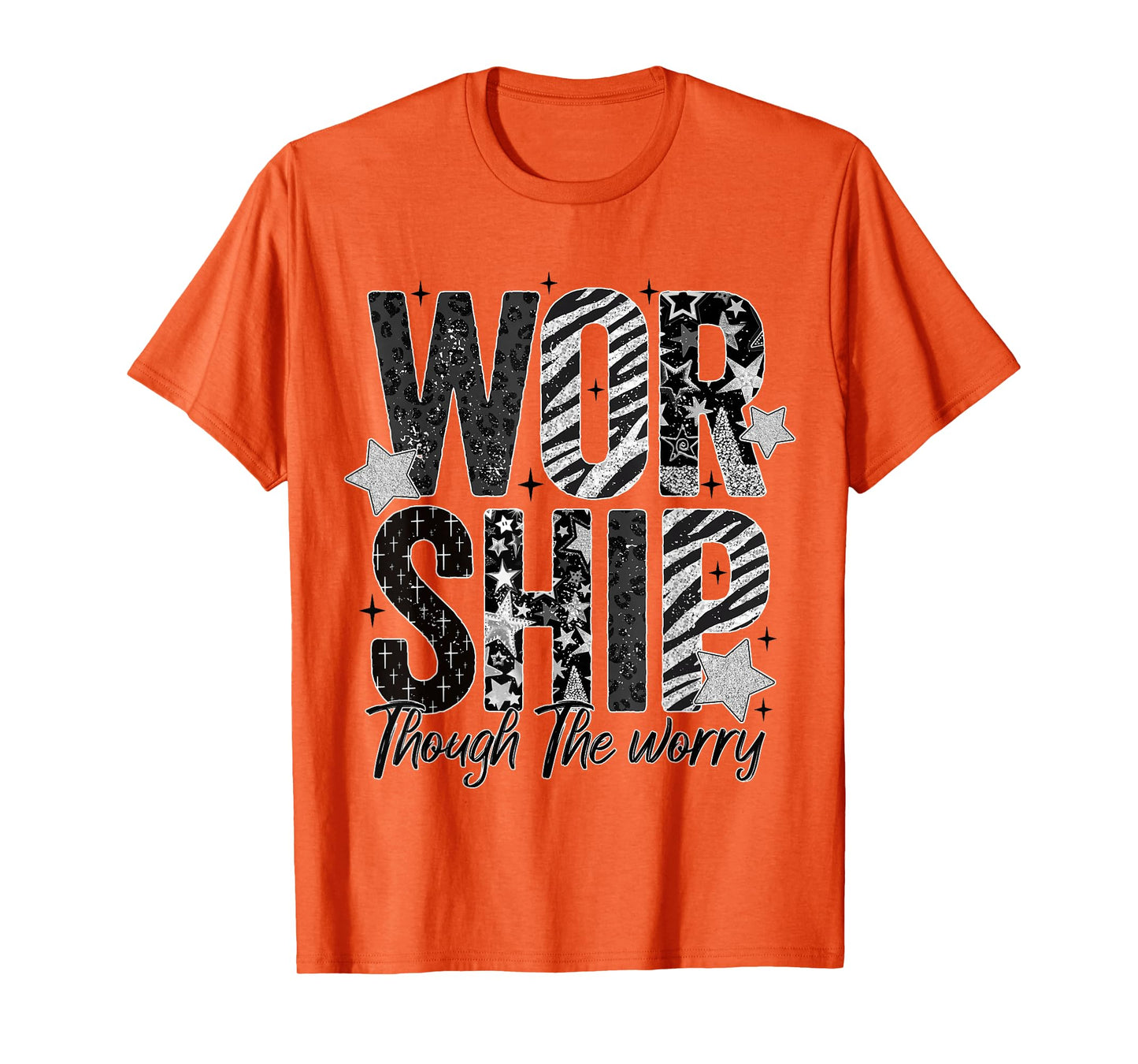 Worship Through The Worry Inspirational Religious Christian T-Shirt