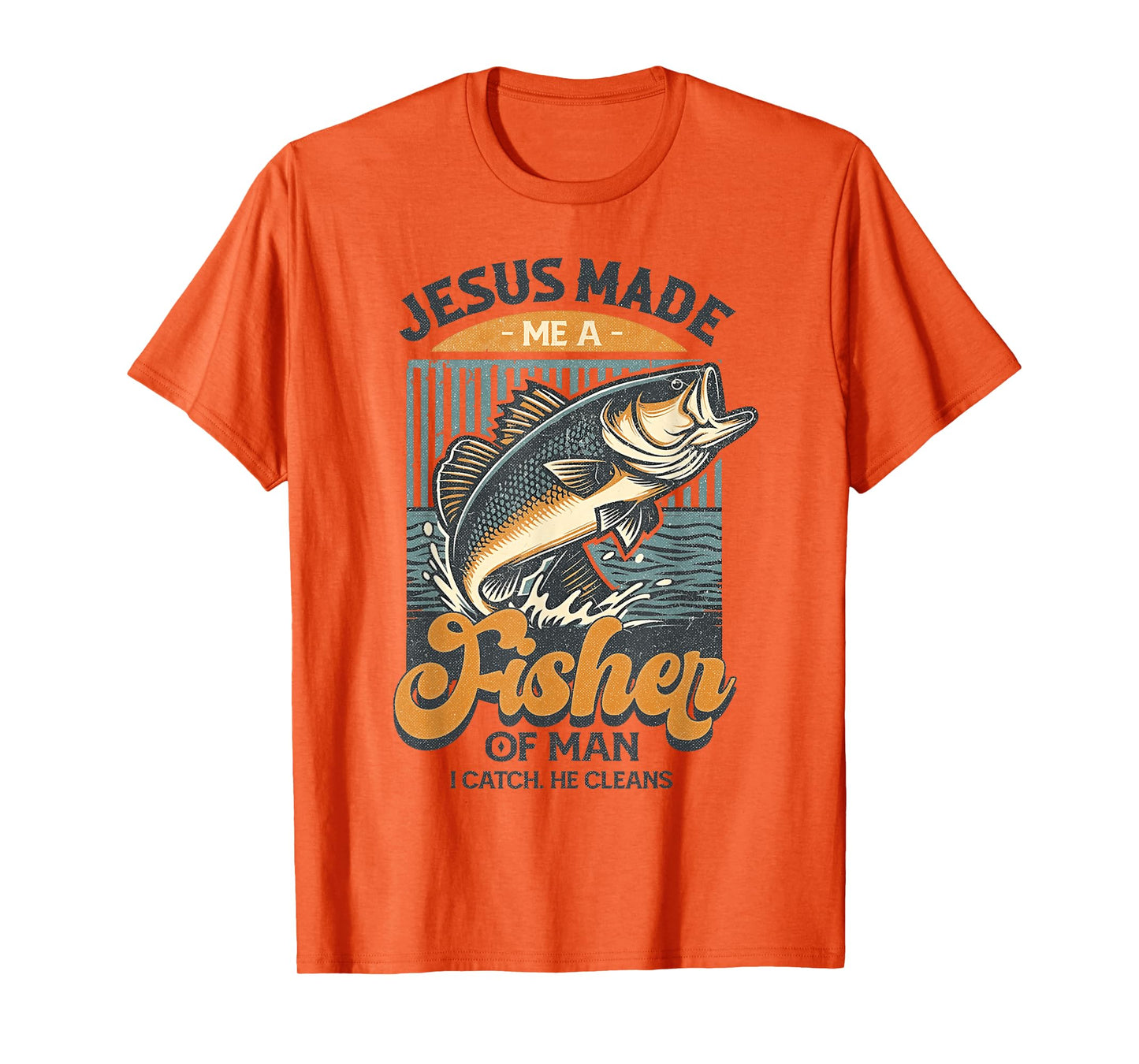 Jesus Made Me A Fisher of Men Vintage Christian Fisherman T-Shirt