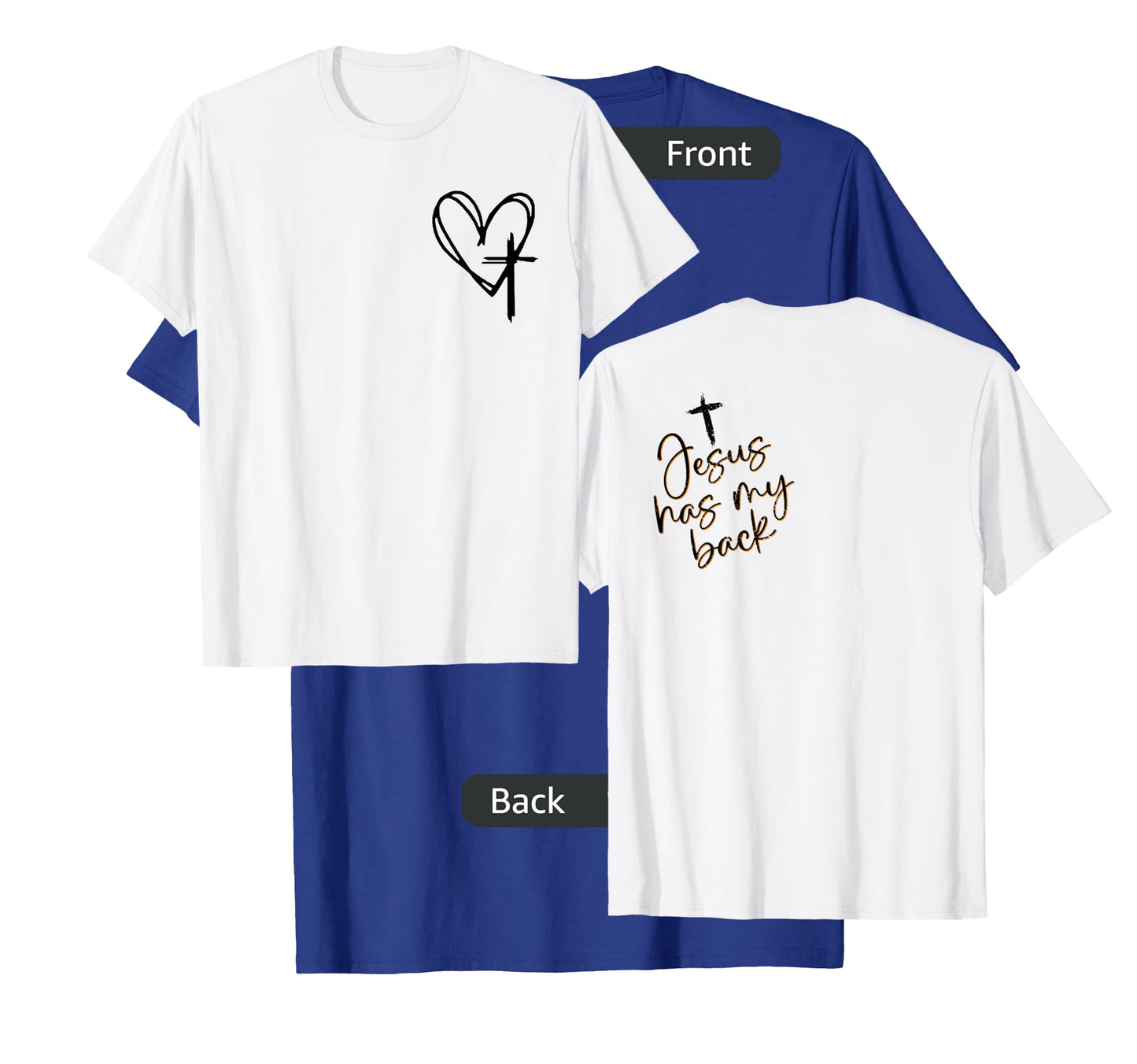 Vintage Christian Cross Heart - Jesus Has My Back T-Shirt