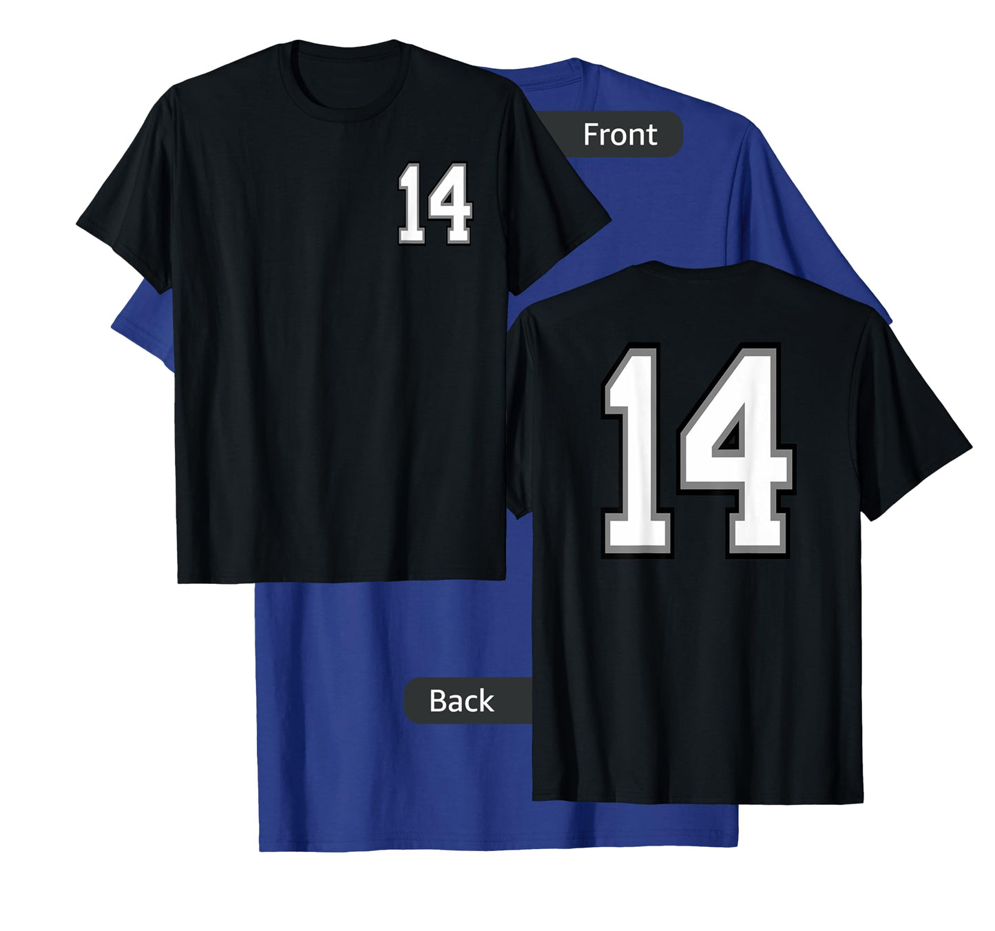 Number 14, 14 in Black, White and Gray T-Shirt