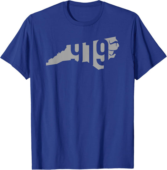 919 Area Code, Raleigh, Durham, Chapel Hill, North Carolina T-Shirt - T-Shirt | Royal