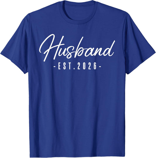 Husband Est 2026 Mr Mrs Just Married Honeymoon Hubby Wedding T-Shirt - T-Shirt | Royal