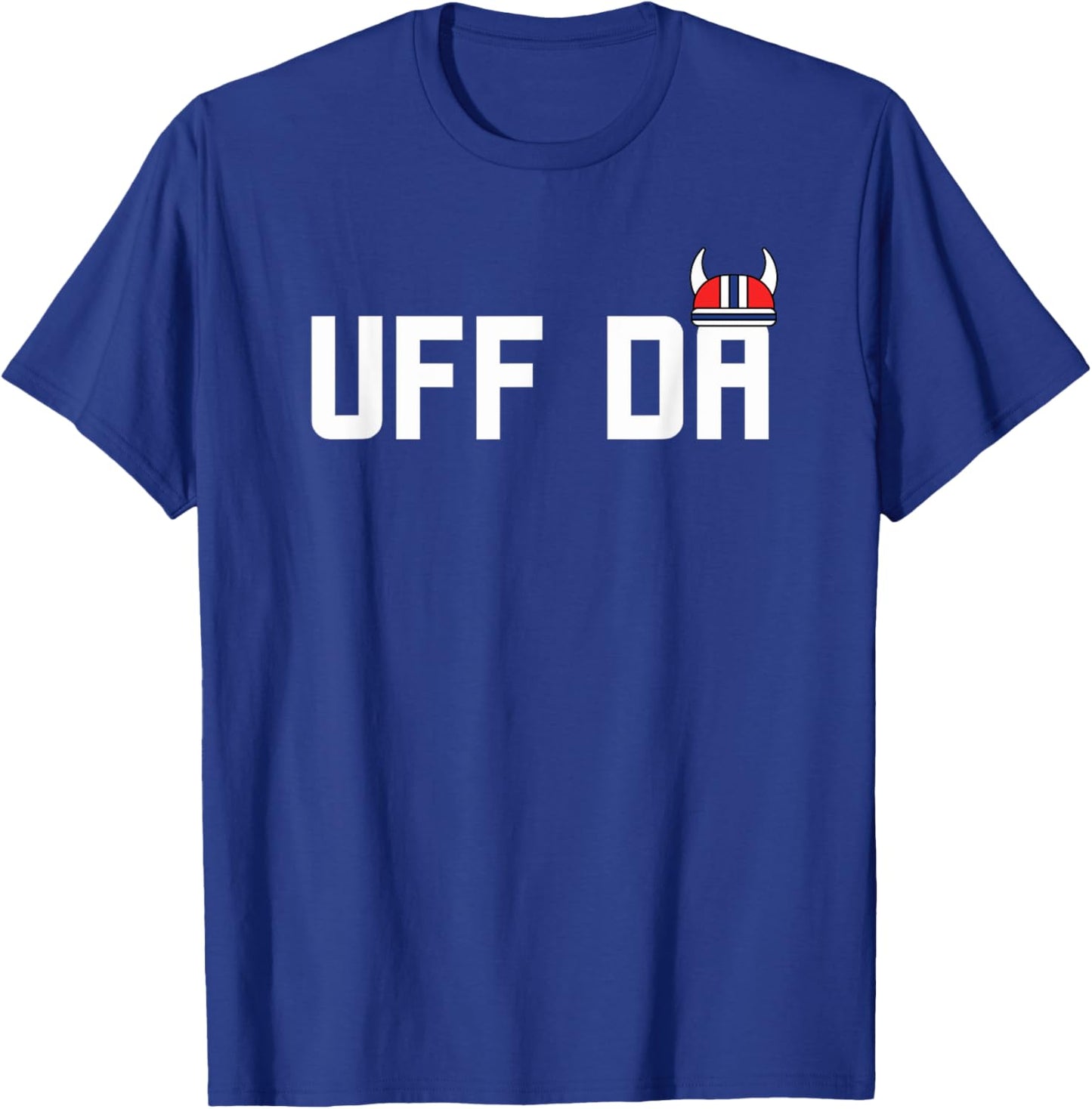 Uff Da helmet Funny Minnesota Midwestern Norwegian flag T-Shirt - T-Shirt | Royal