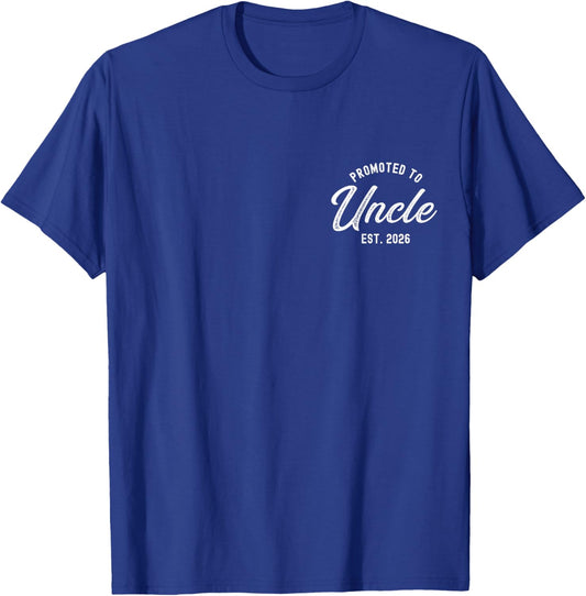 Promoted To Uncle Est 2026 Funny Baby Announcement Gift T-Shirt - T-Shirt | Royal
