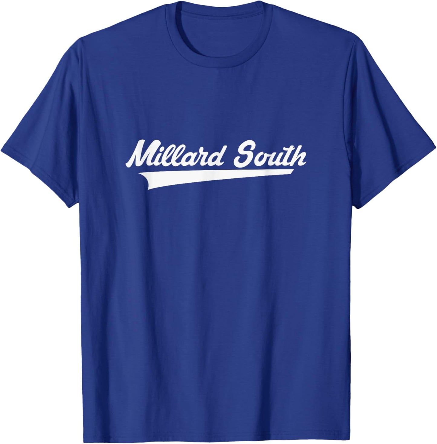 Millard South High School Vintage Swoosh T-Shirt - T-Shirt | Royal