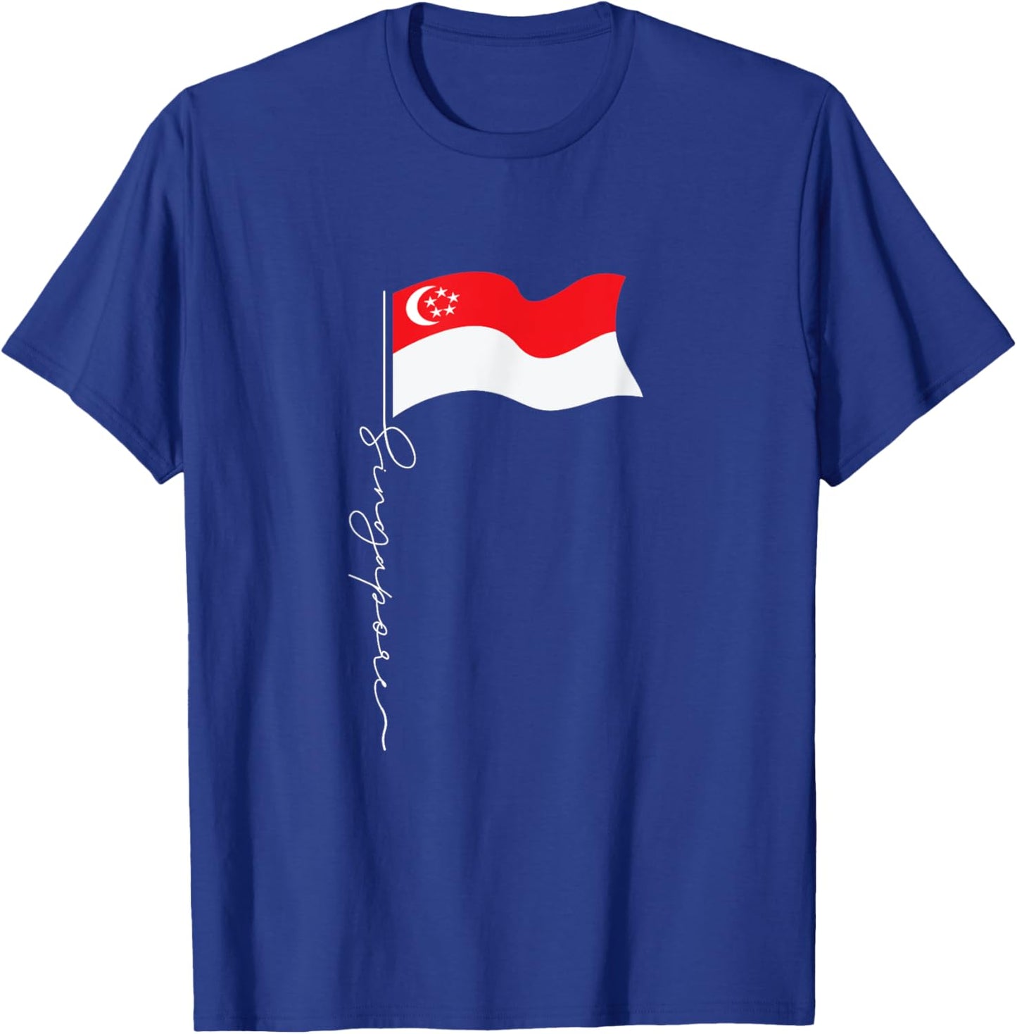Singapore Signature Flag Pole - Patriotic Singaporean Flag T-Shirt - T-Shirt | Royal