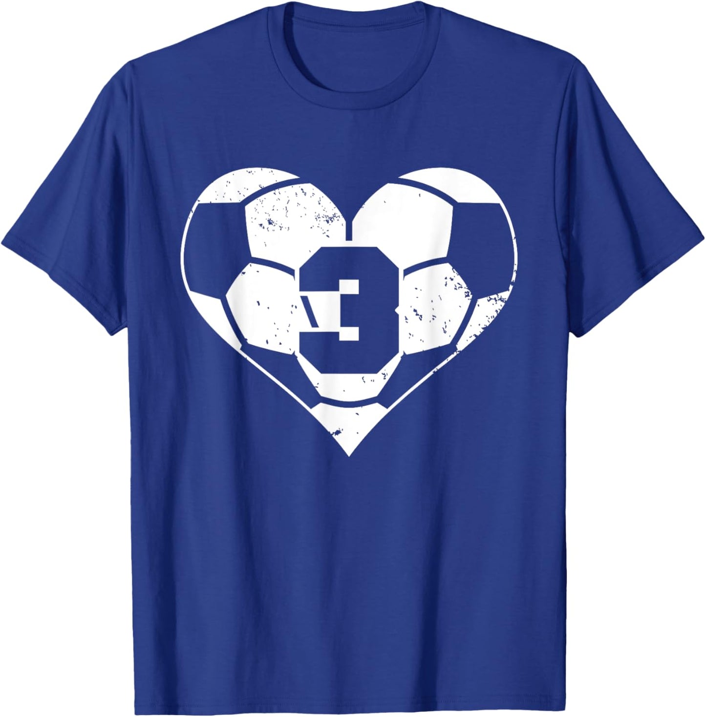 Soccer Number 3 Jersey Funny Soccer Heart Game Day T-Shirt - T-Shirt | Royal