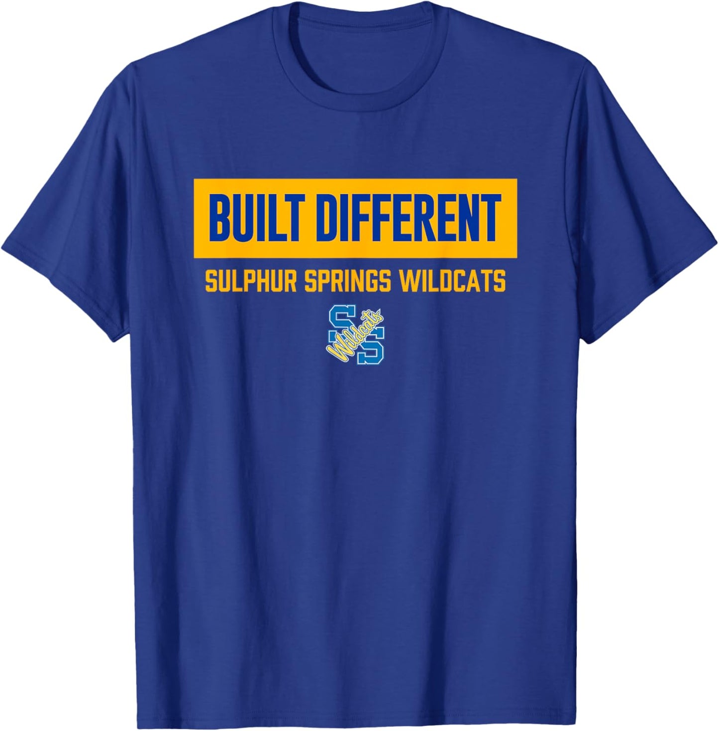 Sulphur Springs Wildcats Logo Built Different HS T-Shirt - T-Shirt | Royal