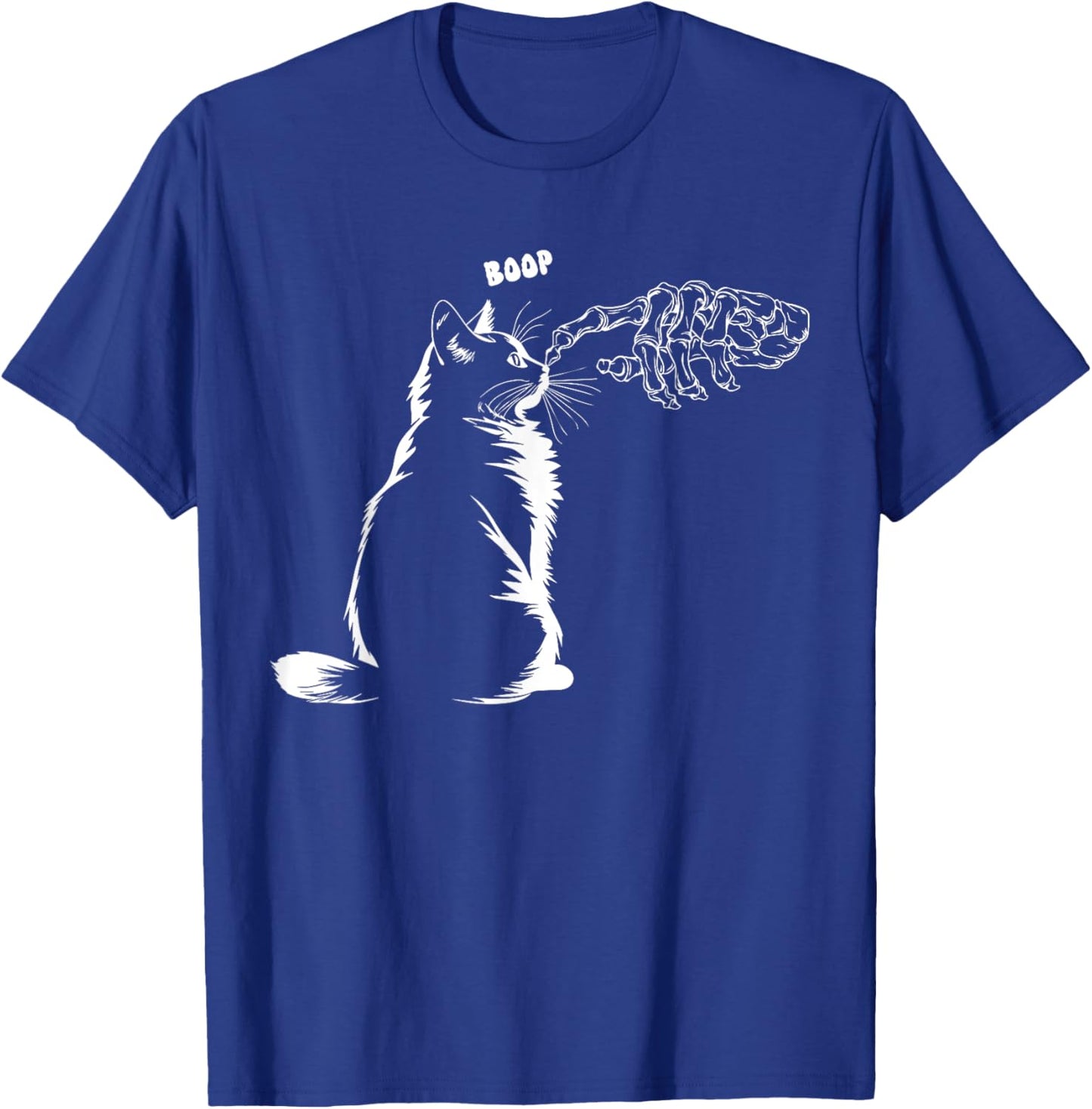 Black Cat Skeleton Hand Boop Halloween Pet Women Girls Kids T-Shirt - T-Shirt | Royal