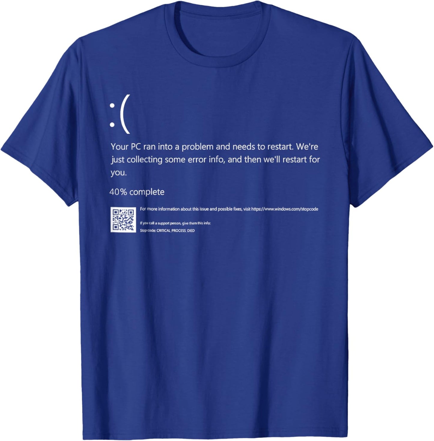 Funny Windows Error Blue Screen Halloween Costume, Tech Nerd T-Shirt - T-Shirt | Royal