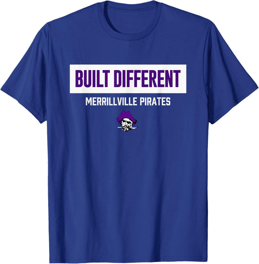 Merrillville Pirates Logo Built Different HS T-Shirt - T-Shirt | Royal