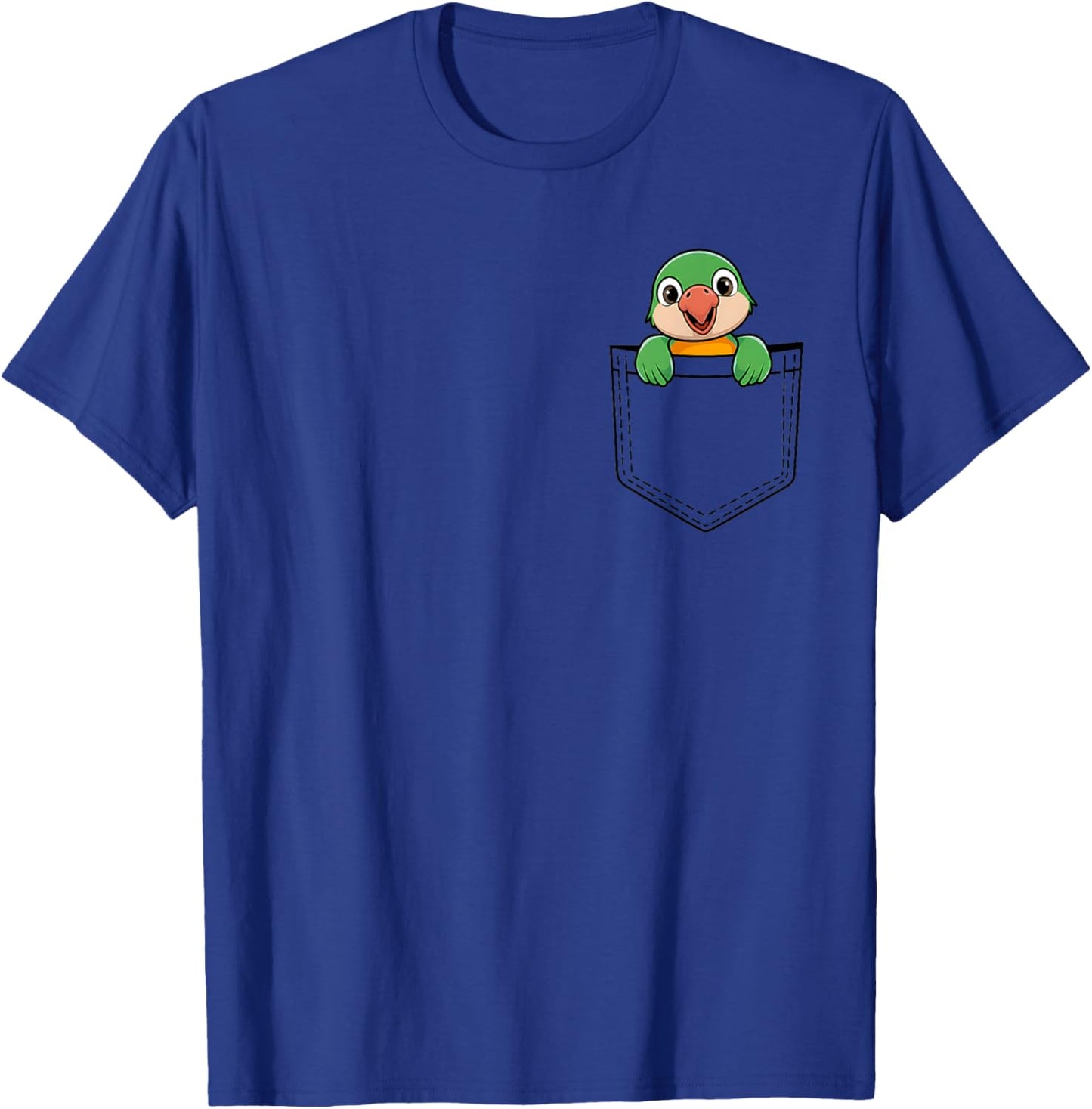 Boys Girls Toddler Cute Zoo Animal Peekaboo Parrot Pocket T-Shirt - T-Shirt | Royal