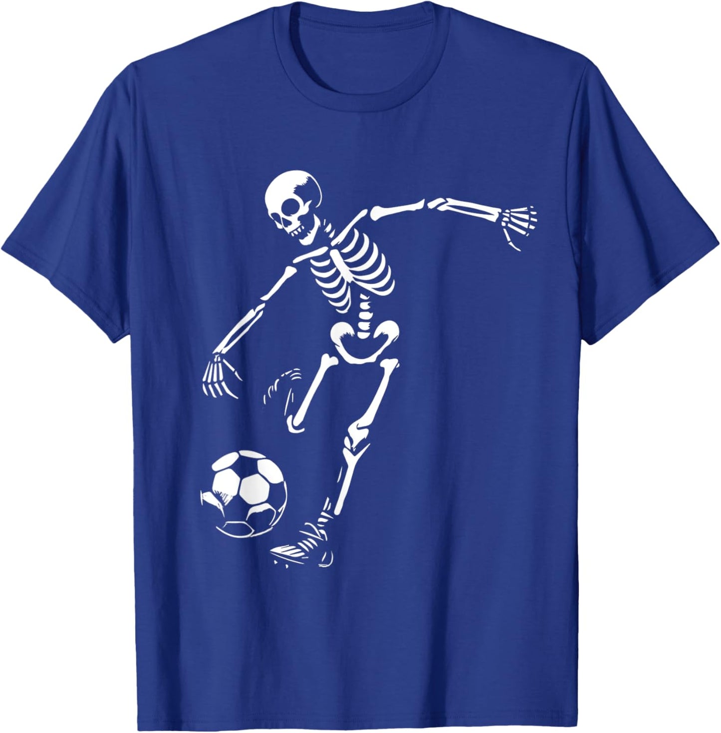Funny Skeleton Playing Soccer, Halloween Soccer Boys Girls T-Shirt - T-Shirt | Royal