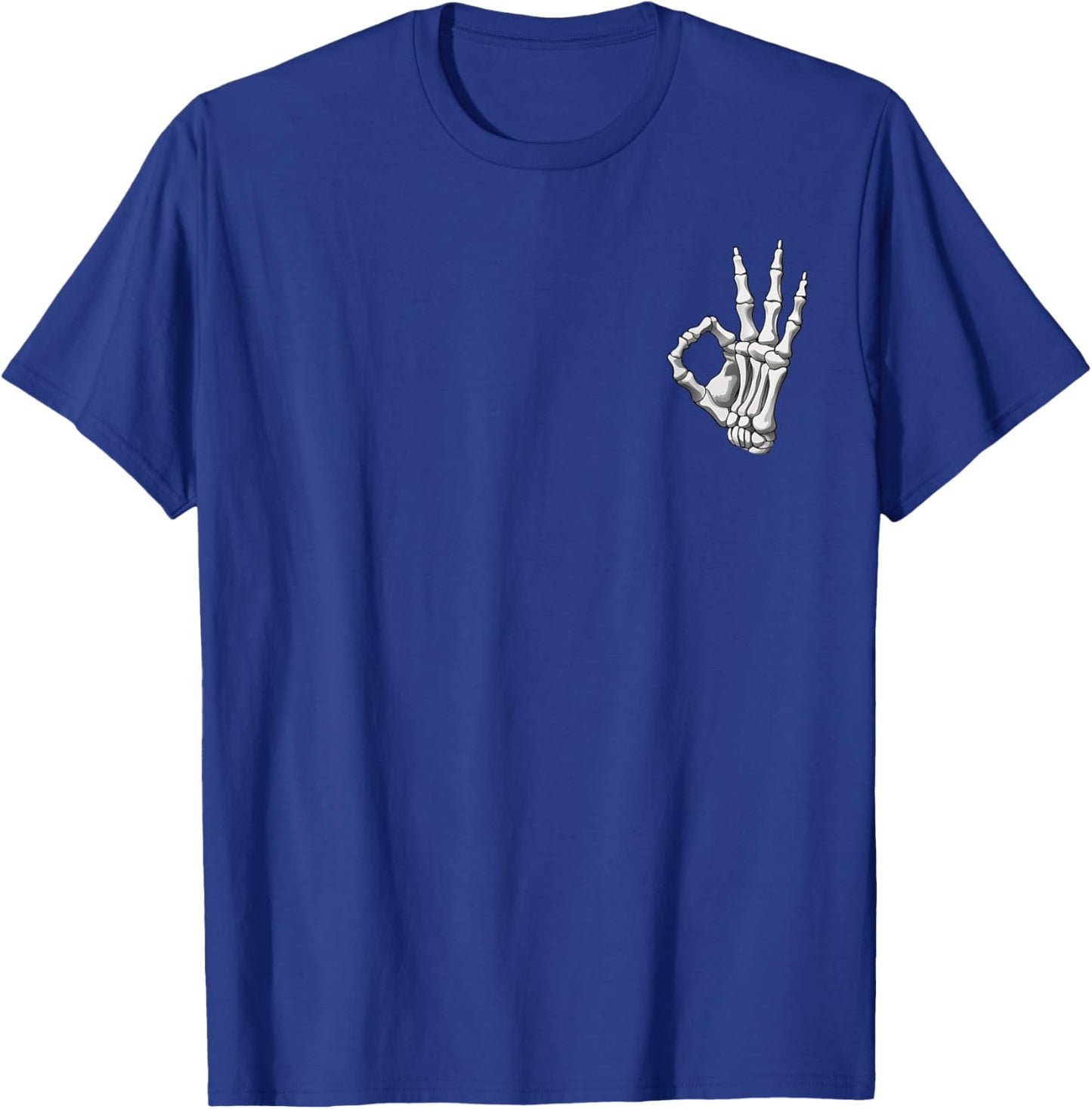Skeleton Hand OK Sign Retro Halloween Pocket Men Women Girl T-Shirt - T-Shirt | Royal