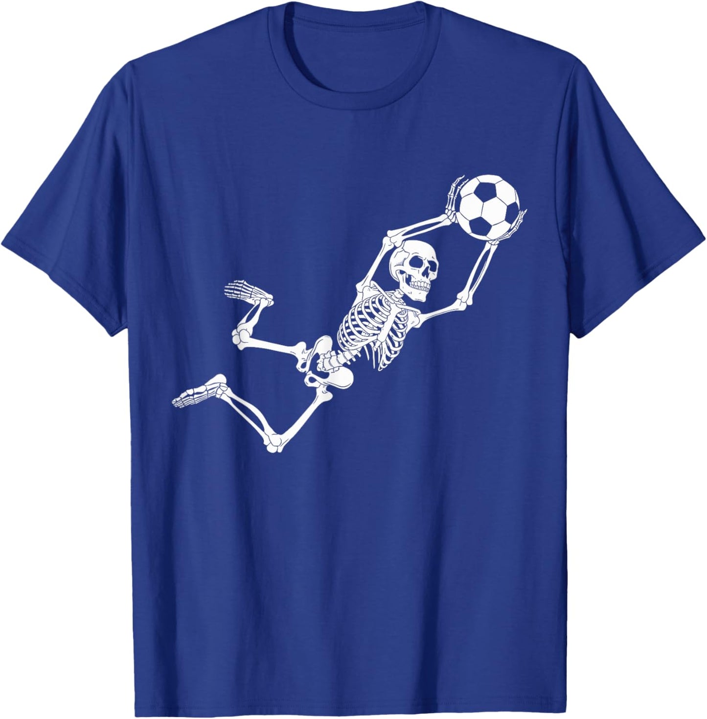 Funny Skeleton Soccer Lovers Spooky Halloween Goalkeeper T-Shirt - T-Shirt | Royal